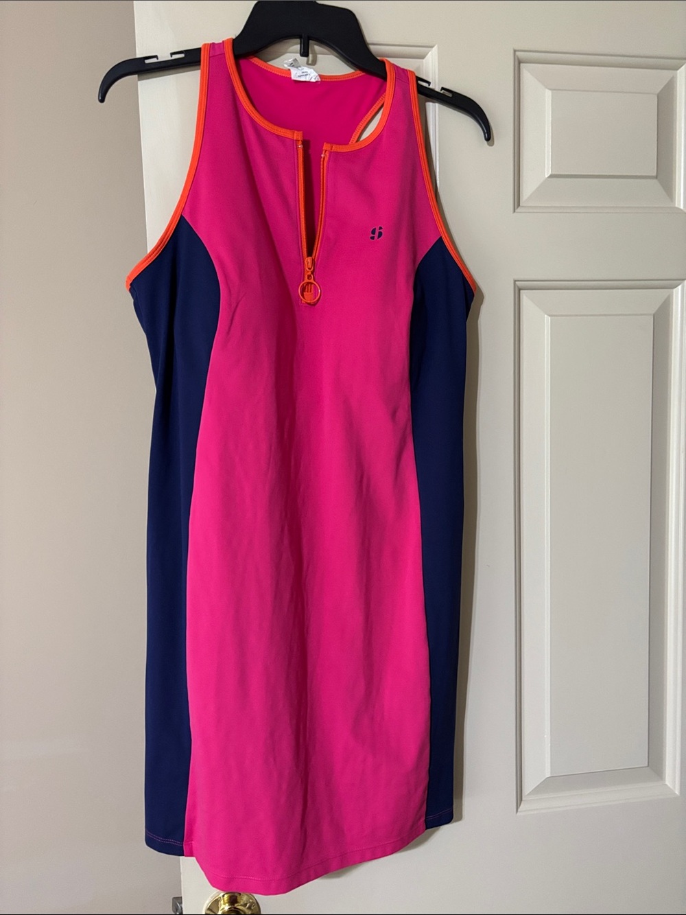 Pink & Navy Athletic Zip-Front Dress